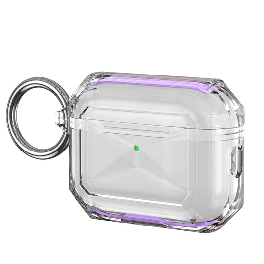 For AirPods Pro 3 2025 (3rd Version) 3mm Thick Transparent TPU with Colored Edge Case Cover - Purple
