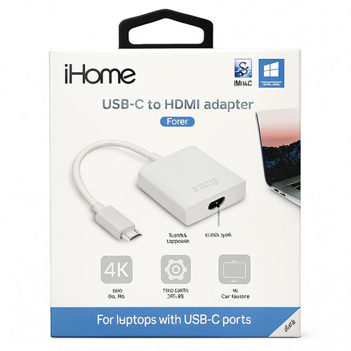 iHome USB-C to HDMI 4K Adapter - WHITE (LANE A5)