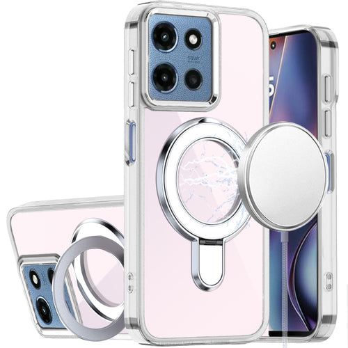 For Motorola Moto G 5G 2025 CHROME HQ Rotational Magnetic Ring Hybrid - Clear
