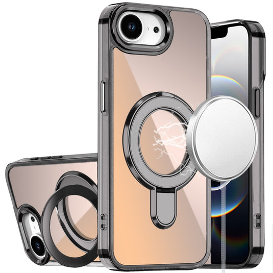 For iPhone 16E (E edition) / SE4 (2025) CHROME HQ Rotational Magnetic Ring Hybrid - Black
