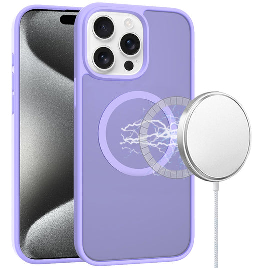 For iP15 Pro Max [Magnetic Circle] Smooth Safe Matte Feel Hybrid Case - Light Purple