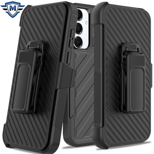 METKASE For Samsung Galaxy A36 Noble lined shockproof dual layer hybrid with Holster - Black/Black