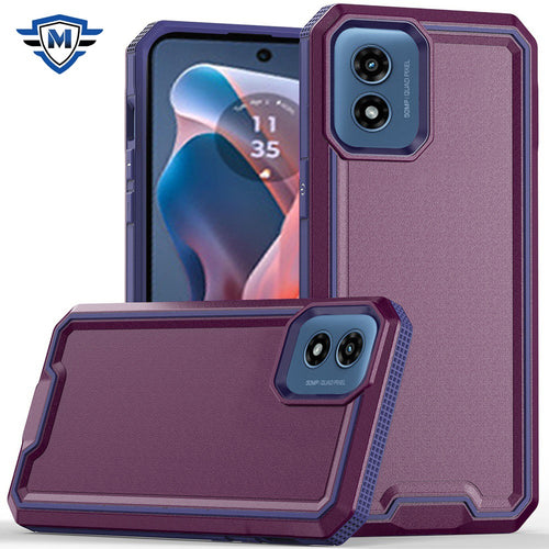 For Motorola Moto G Play 2024 METKASE Rank Tough Strong Modern Fused Hybrid in Slide-Out Package - Dark Purple