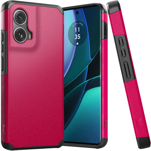 For Motorola Moto Edge 5G 2024 Tough Strong Hybrid (Magnet Mount Friendly) Case Cover - Hot Pink