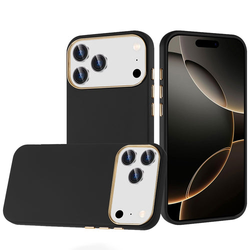 For iPhone 17 Pro Max Classy Slick Chromed Around Hybrid Case Cover - Black