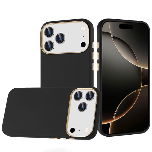 For iPhone 17 Pro Max Classy Slick Chromed Around Hybrid Case Cover - Black