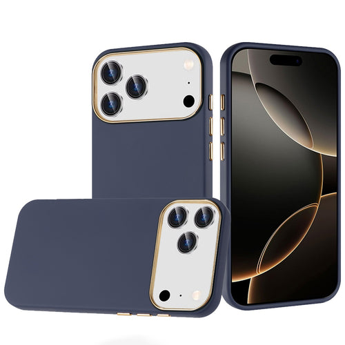 For iPhone 17 Pro Max Classy Slick Chromed Around Hybrid Case Cover - Dark Blue