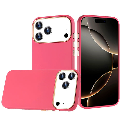 For iPhone 17 Pro Max Classy Slick Chromed Around Hybrid Case Cover - Hot Pink