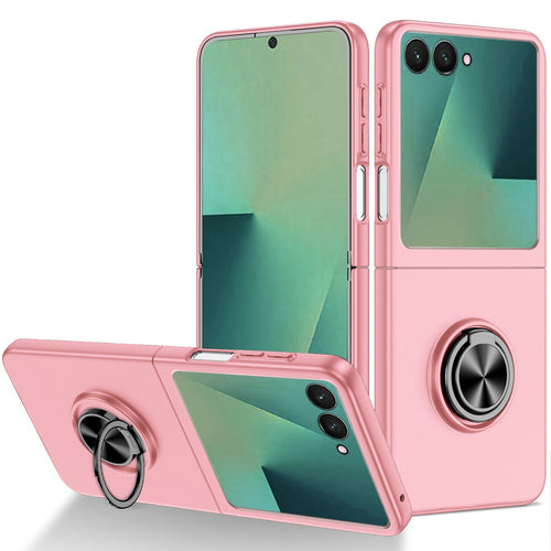 For Samsung Galaxy Z Flip 7 Chief Premium Matte Magnetic Ring Stand Hybrid Case Cover - Pink