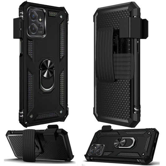 For Motorola G POWER 5G (2023) Holster Magnetic Ringstand Clip Cover Case - Black