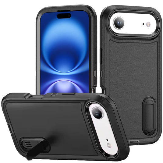 For iPhone 17 Air PEAK 3in1 Toughest Hybrid with Stand Cover Case - Black/Black