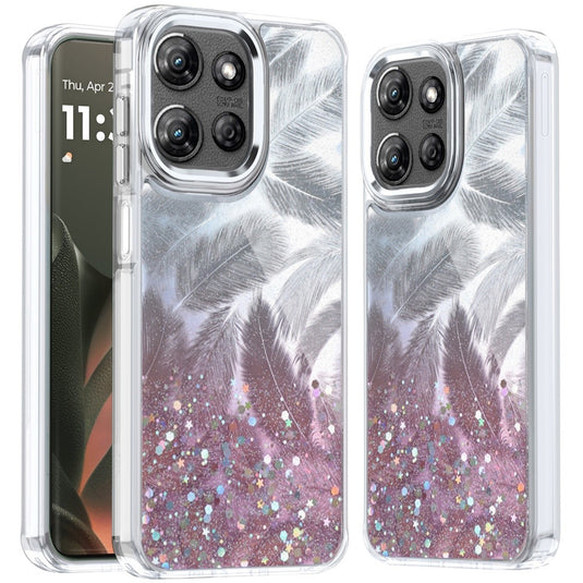 For Motorola Edge 2025 Epoxy Glitter Shimmer [Magnetic Circle] Hybrid Case - Light Pink