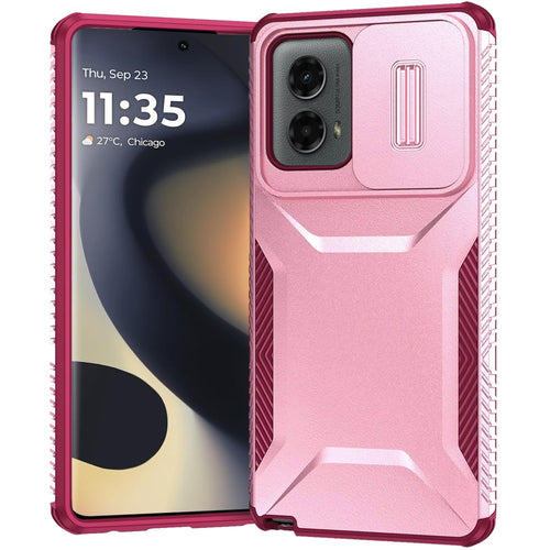 For Motorola Edge 2024 Ultimate U Design Hybrid with Camera Window Covering - Pink+Burgundy