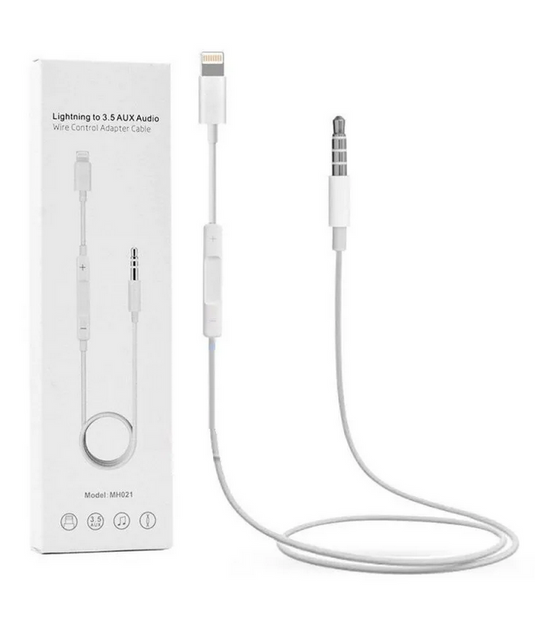 MH021 Lightning to 3.5 AUX Audio Wire Control Adapter Cable for Apple - White Apple White