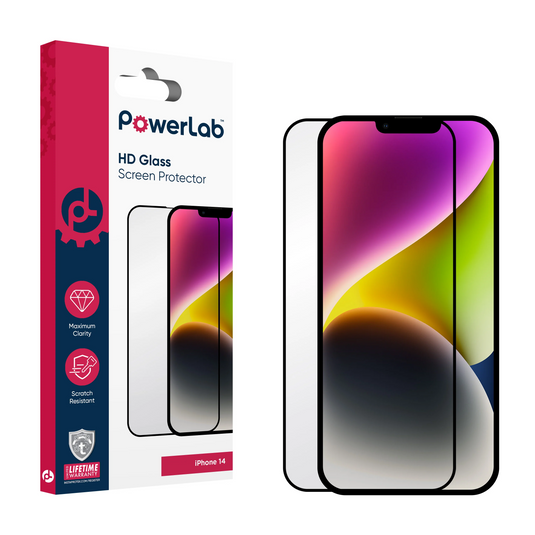 PowerLab HD Glass Screen Protector for iPhone 14 (6.1) - Black