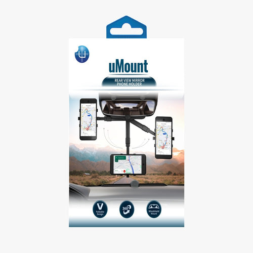 uMont Rear View Mirror Phone Holder  - UP024UMPH-BLK  - BLACK (LANE A2 - UPLUS 6)