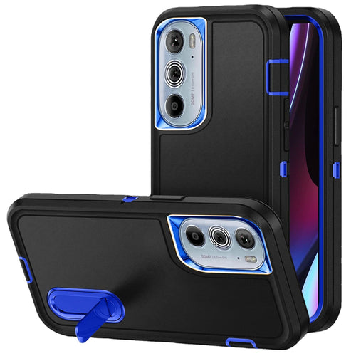 For Motorola Edge Plus 2022 PEAK 3in1 Toughest Hybrid with Stand Cover Case - Black/Blue