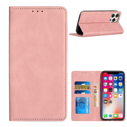 For Motorola G POWER 5G (2023) Wallet Premium PU Vegan Leather ID Card Money Holder with Magnetic Closure - Rose Gold